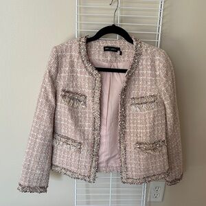 Zara Blush Tweed Blazer